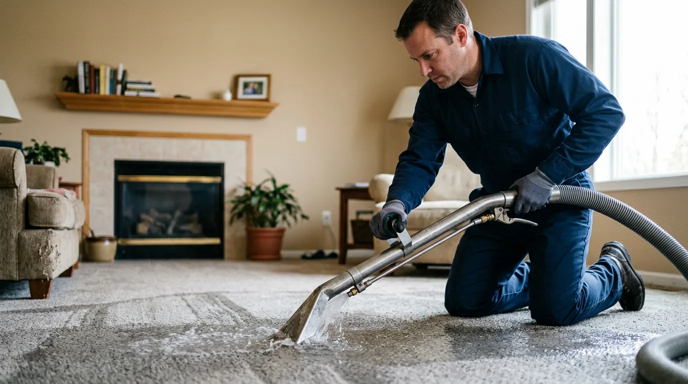 Water damage restoration technician working near Chebanse, IL